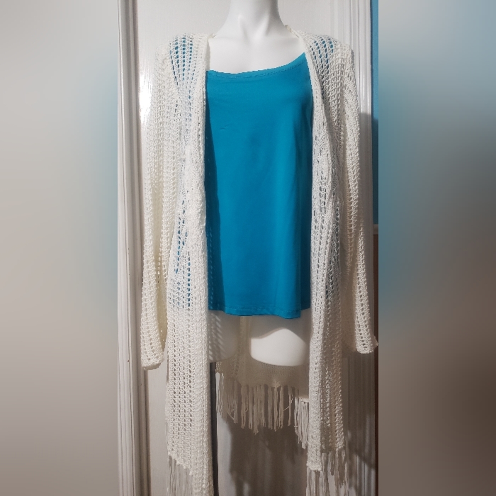 Long duster and sleeveless under shirt plus size